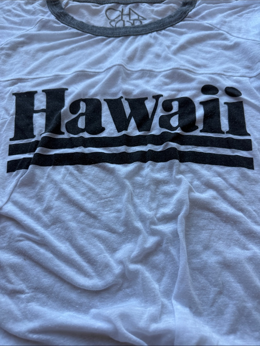 Chaser Size medium White 'Hawaii' Ringer Tee - Picture 5 of 6